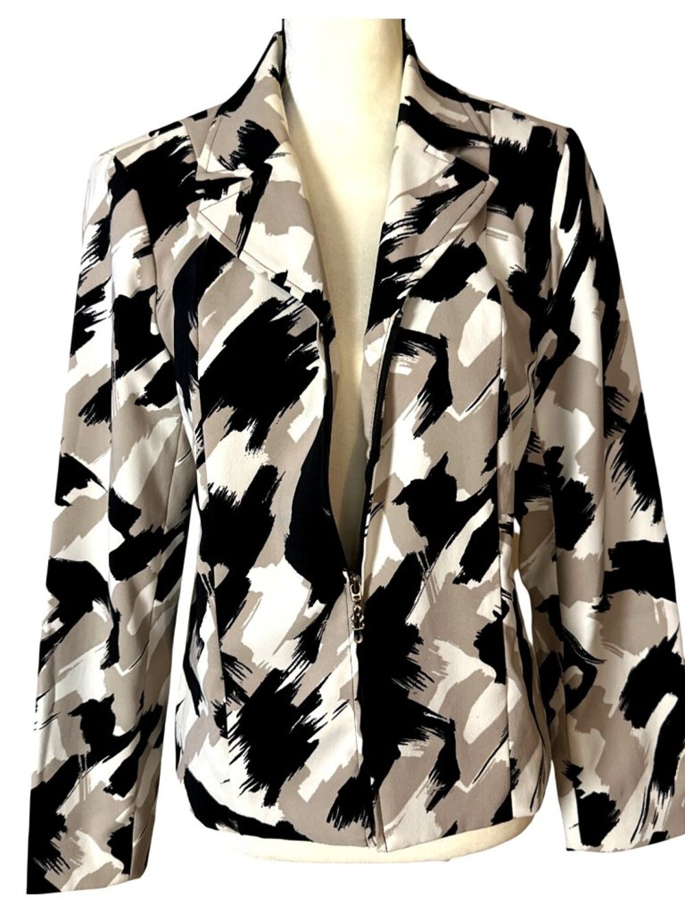 90s Renaissance Full Zip Shacket Small Jacket Abstract Splash Brush Multicolor